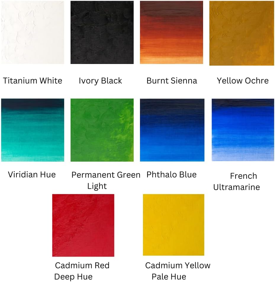 Winsor & Newton Winton Oil Color Paint, Starter Set, 10 x 37ml Tubes, 12 Piece Set - Image 6